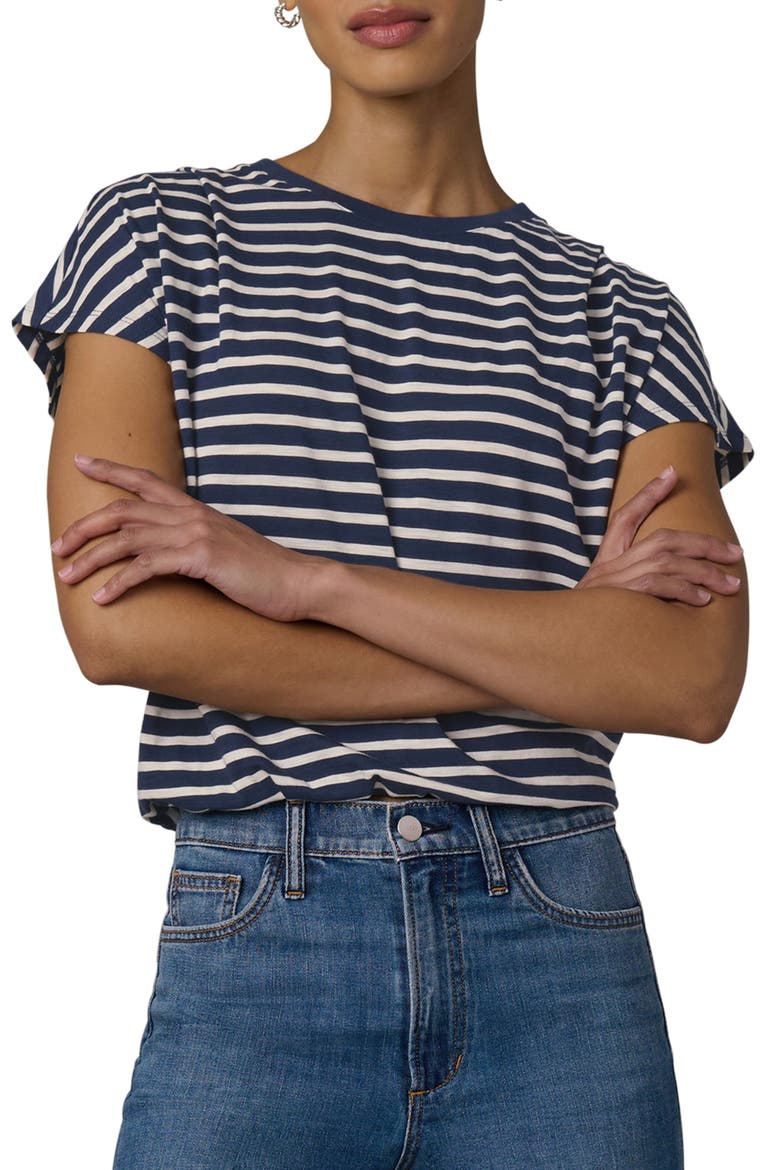 The Bubble T-Shirt, Main, color, NAVY/ ECRU STRIPE
