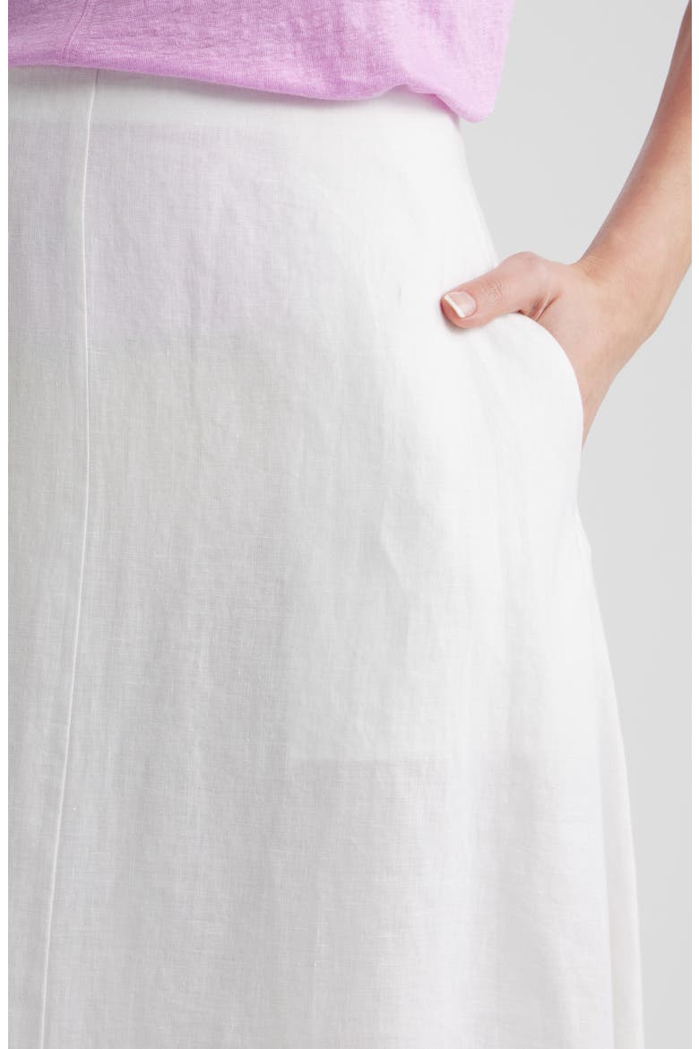 A-Line Organic Linen Midi Skirt, Alternate, color, WHITE