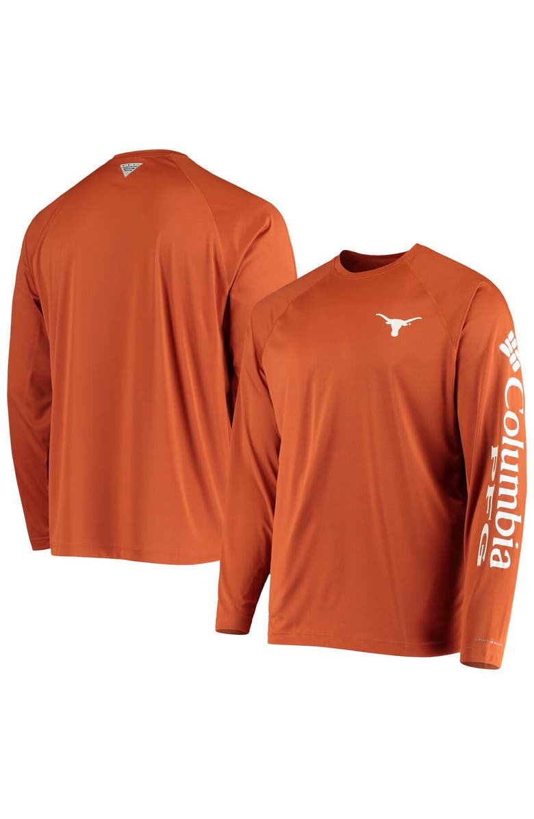 Columbia Men's Columbia Texas Orange Texas Longhorns Terminal Tackle Omni-Shade Raglan Long Sleeve T-Shirt, Main, color, Burnt Orange