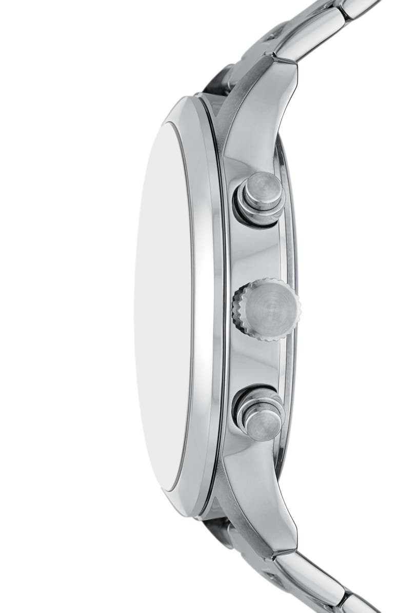 Fossil Bennett Multifunction Leather Strap Watch, 45mm, Alternate, color, Silver