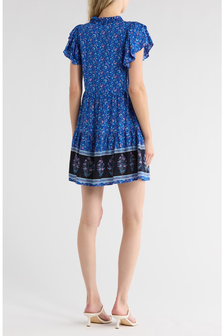 Tiered Short Sleeve Dress, Alternate, color, BLUE COMBO