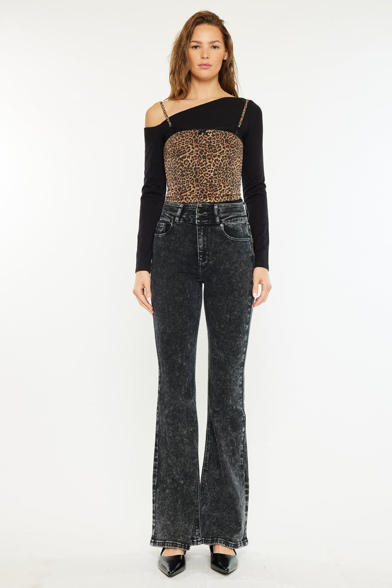 Amirah Ultra High Rise Flare Jeans, Alternate, color, Black