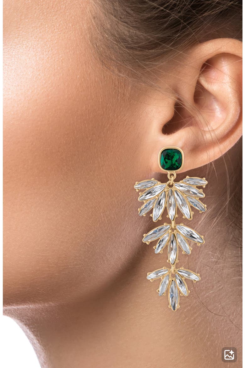 Crystal Tiered Drop Earrings (Nordstrom Exclusive), Alternate, color, GREEN/ GOLD