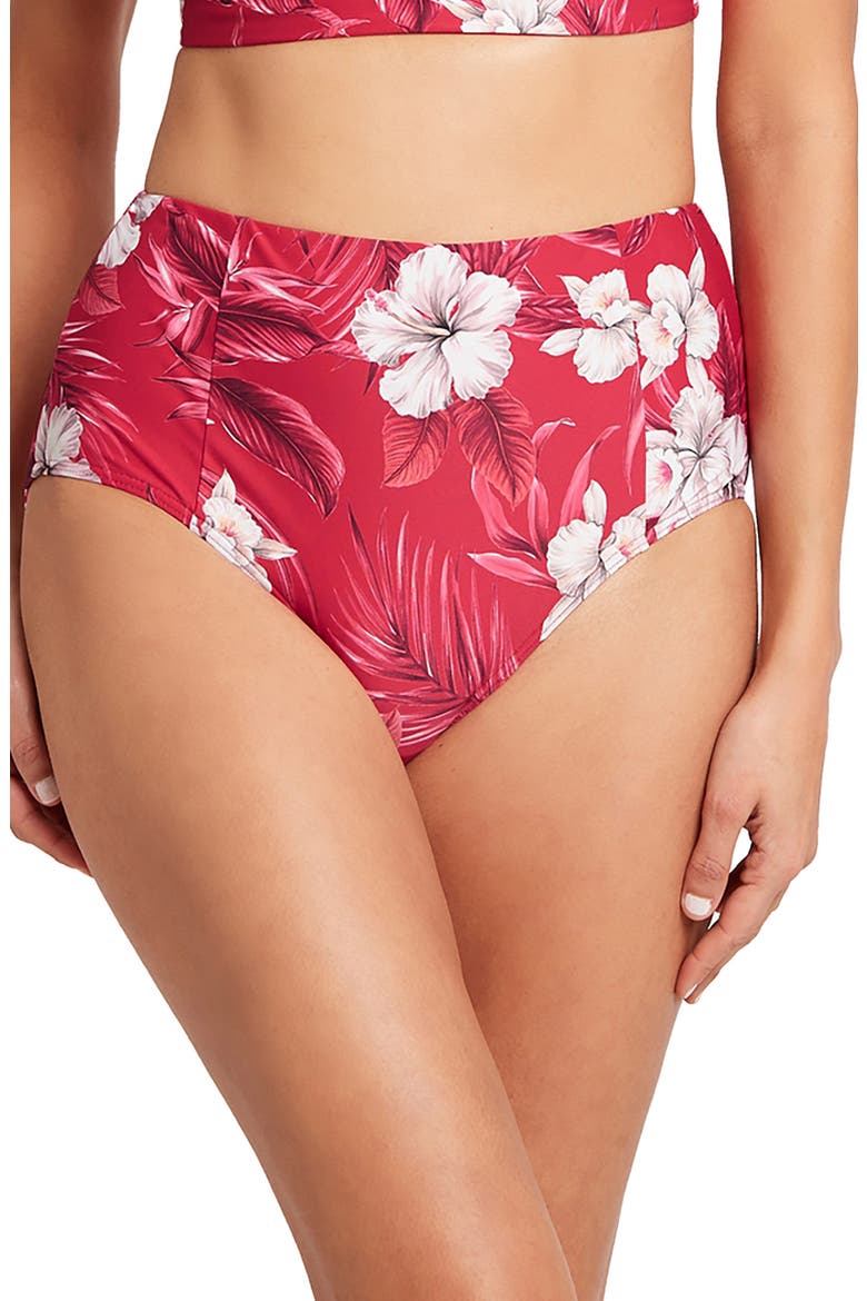 Tropicale High Waist Bikini Bottoms, Main, color, RED