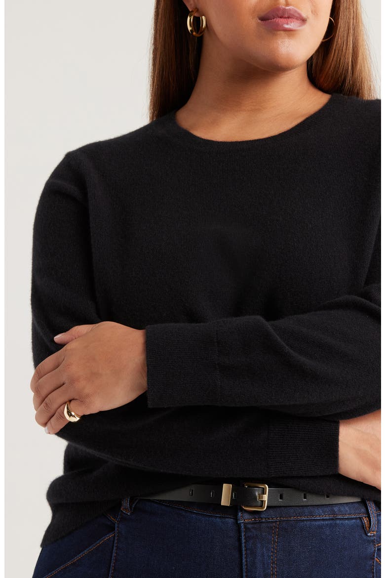 Cashmere Crewneck Sweater, Alternate, color, BLACK ROCK