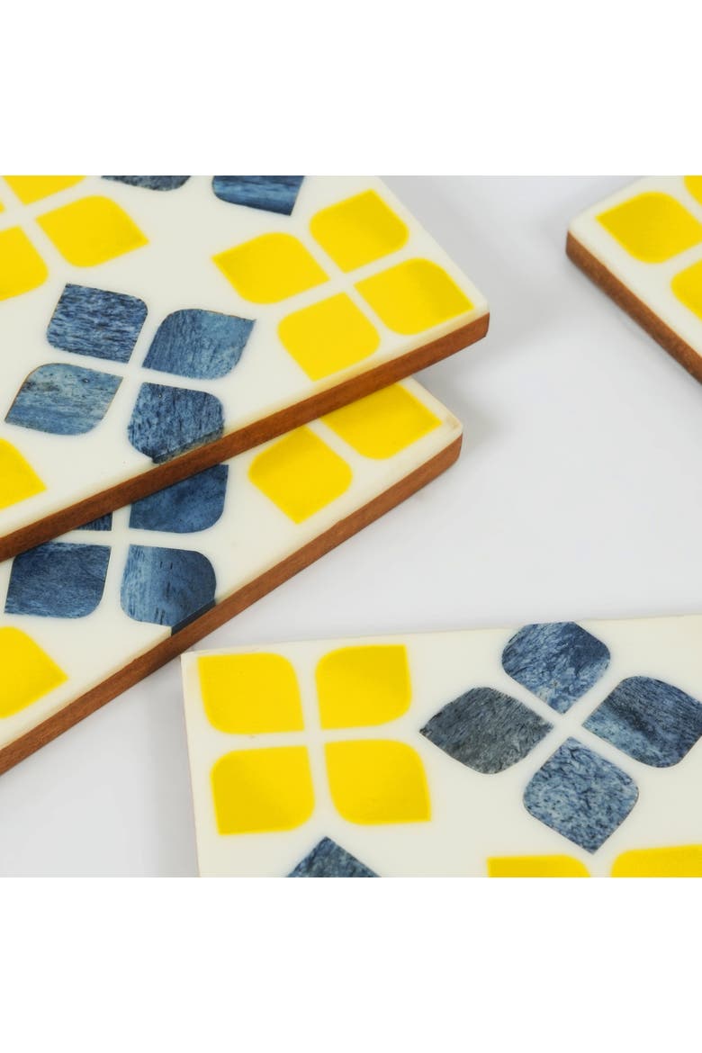 Marigold Mosaic Inlay Coasters, Alternate, color, Marigold