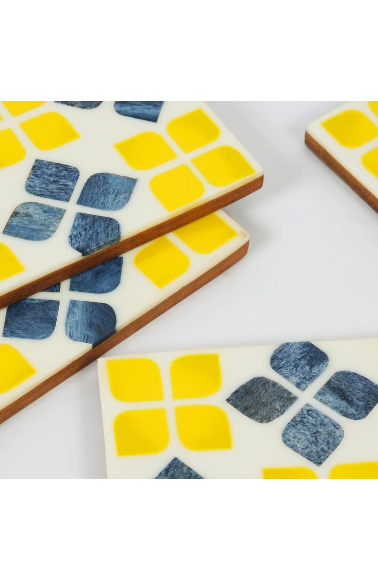 Mela Artisans Marigold Mosaic Inlay Coasters, Alternate, color, Marigold