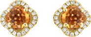 EFFY 14K Yellow Gold Citrine Clover & Diamond Halo Earrings
