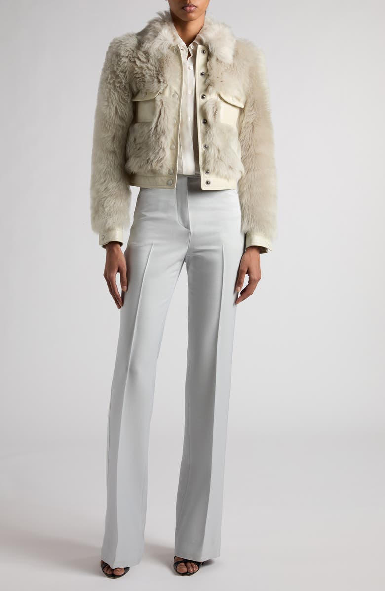 TOM FORD Genuine Shearling & Leather Crop Jacket, Alternate, color, 