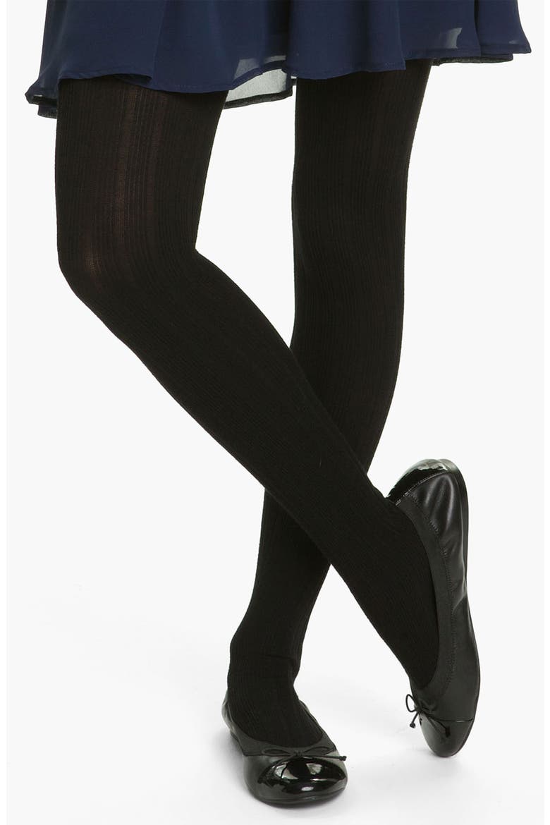 Frenchi® Ribbed Tights, Main, color, BLACK