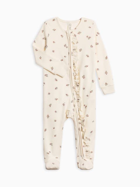 Organic Cotton Neve Ruffle Zipper Footie (Baby)