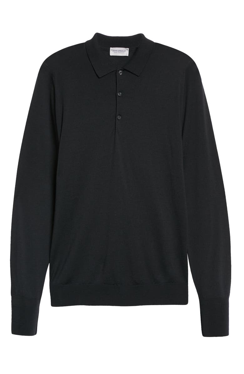 John Smedley Cotswold Wool Polo Sweater, Alternate, color, Black
