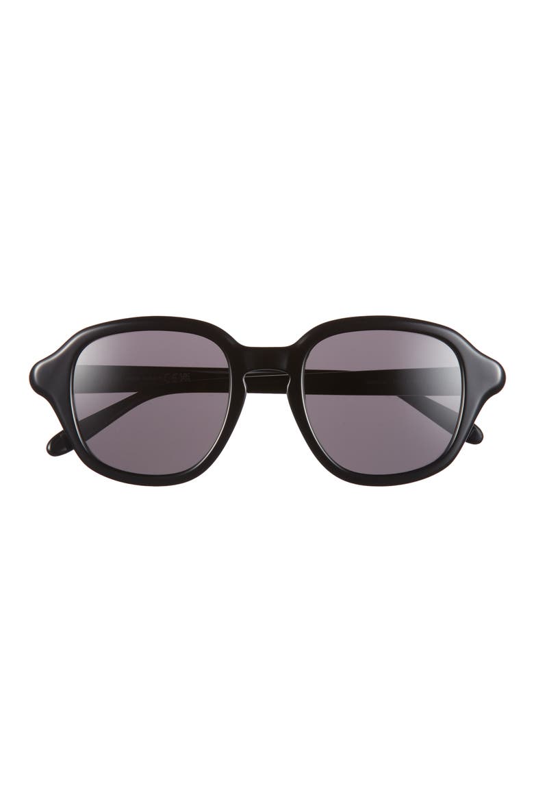 Slim Round Sunglasses, Main, color, SHINY BLACK / SMOKE