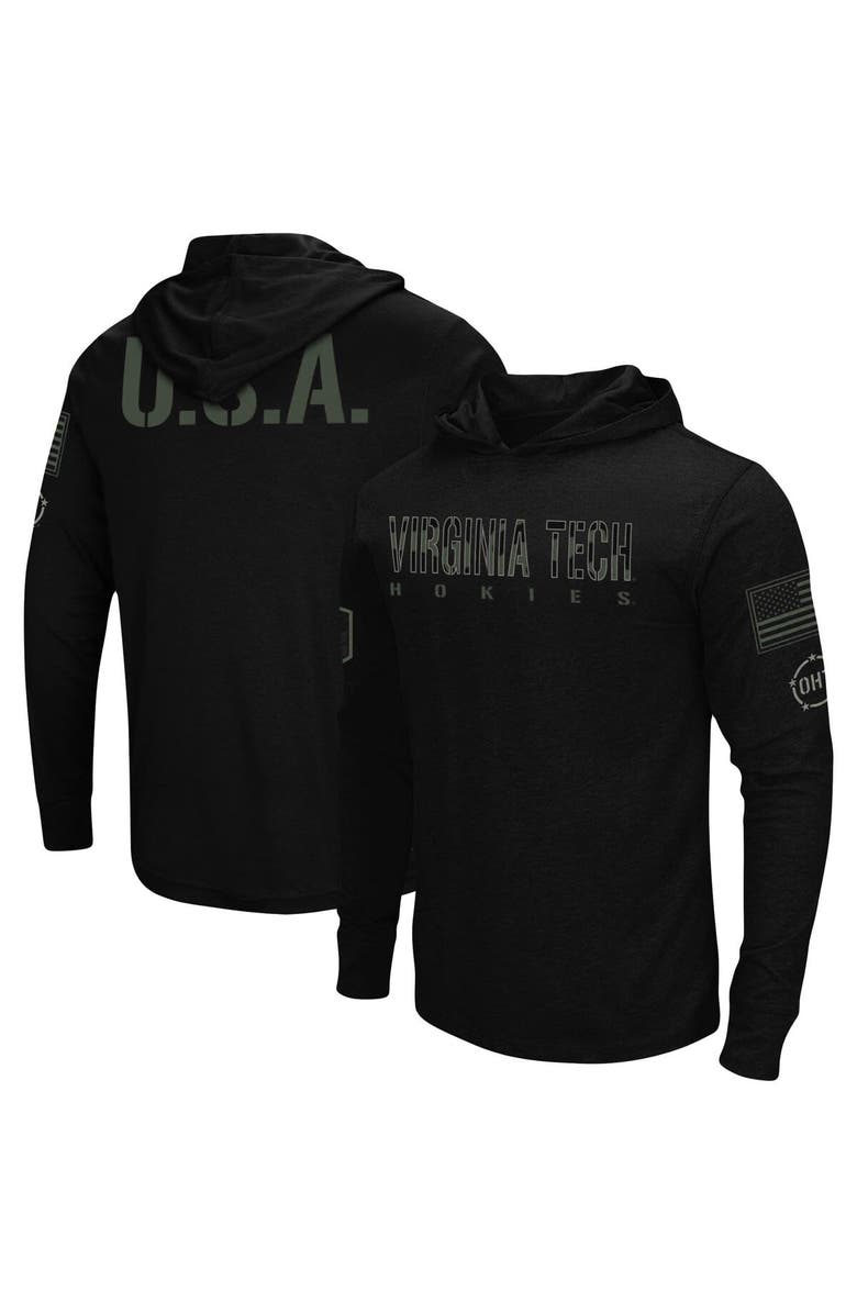 COLOSSEUM Men's Colosseum Black Virginia Tech Hokies OHT Military Appreciation Hoodie Long Sleeve T-Shirt, Alternate, color, 