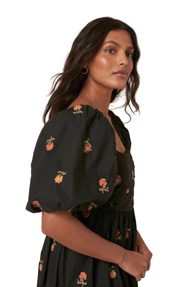Tessie Floral Embroidery Dress, Alternate, color, BLACK
