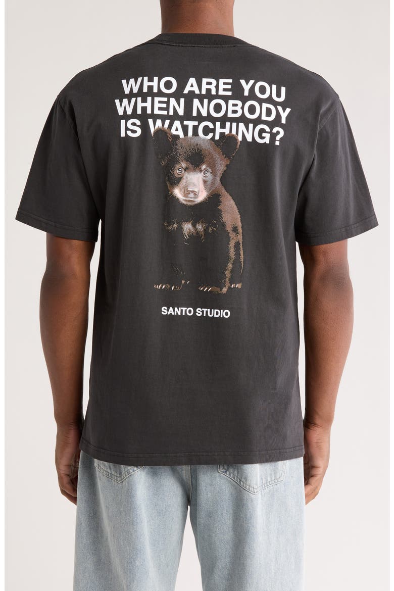 Watching Cub Graphic Cotton T-Shirt, Alternate, color, BLACK