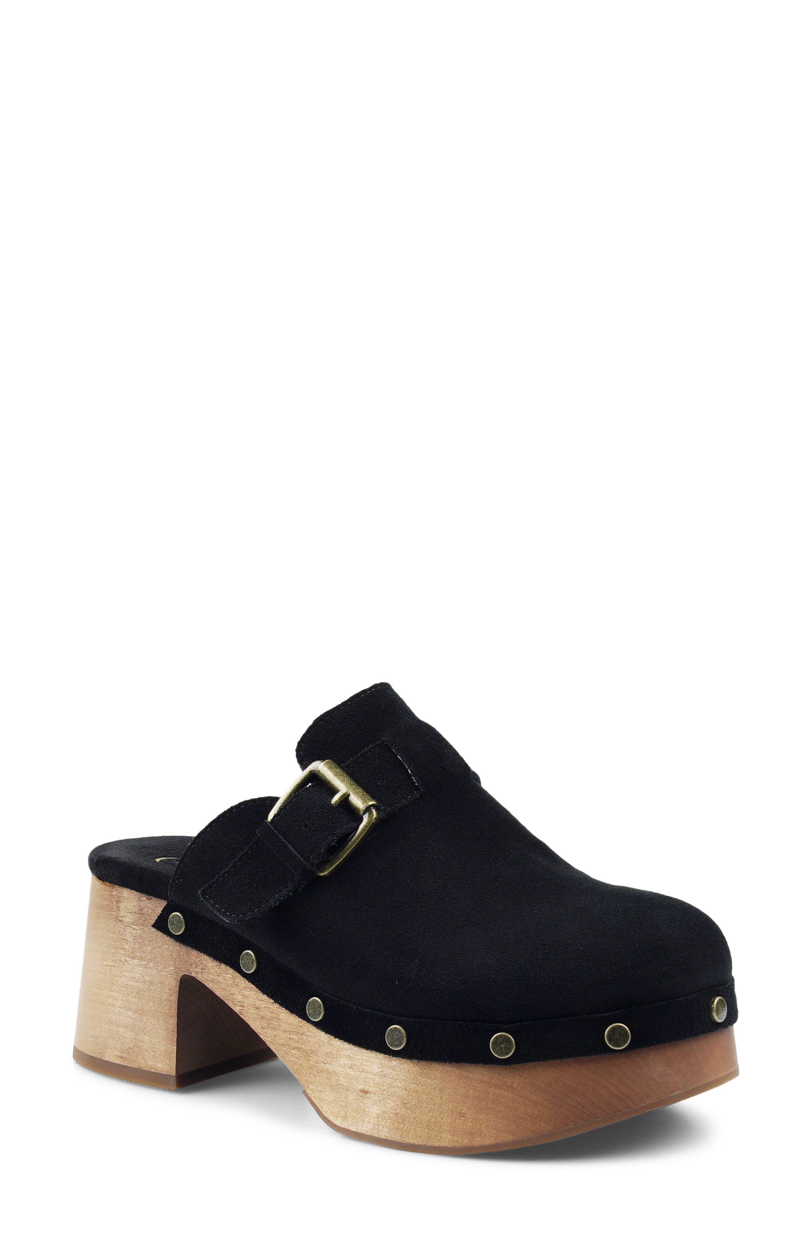 Candie's Booyah Platform Clog, Main, color, Black Suede