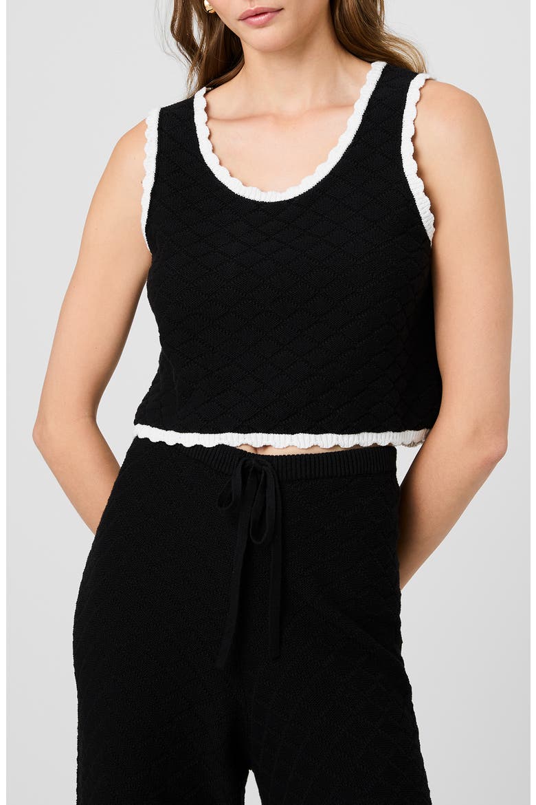 Teddy Diamond Knit Tank, Main, color, BLACK-SUMMER WHITE