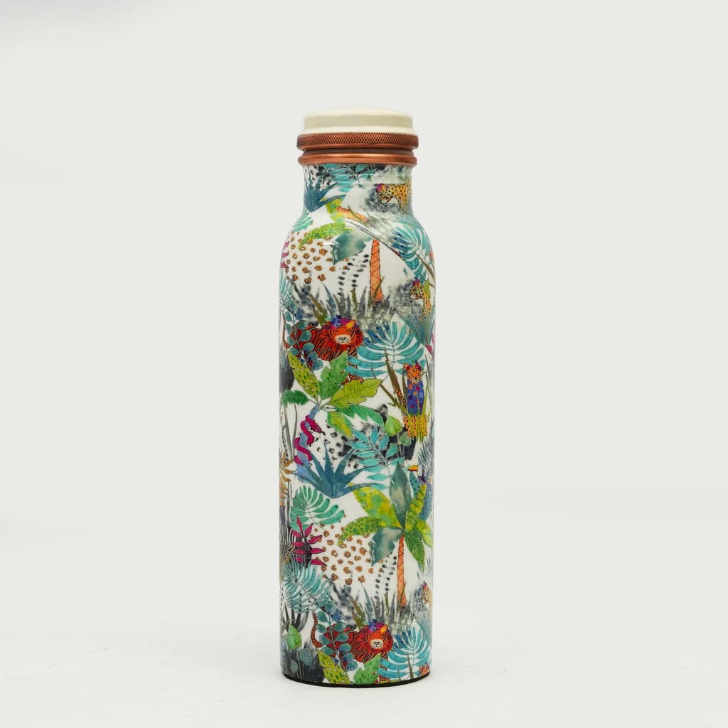 Mela Artisans Rainforest Bloom Copper Water Bottle In Multi