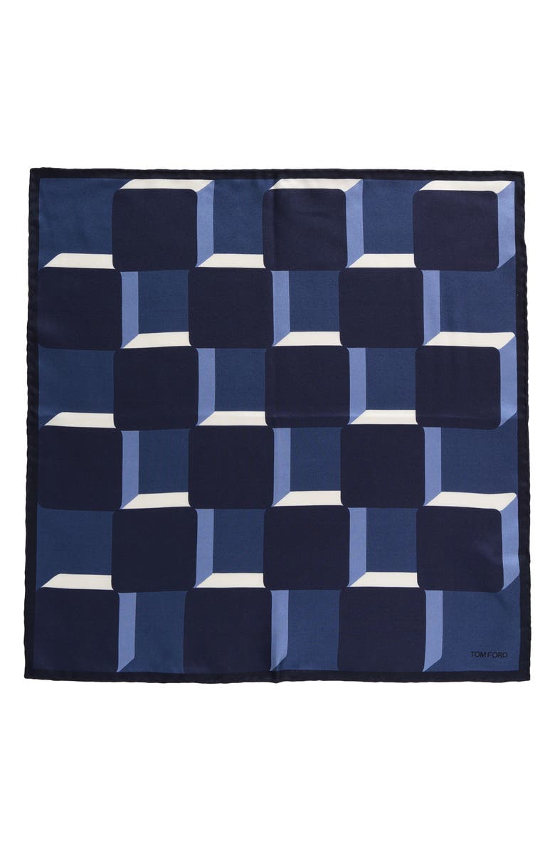 TOM FORD Geometric Print Silk Pocket Square, Alternate, color, 