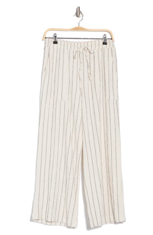 Caslon ® Stripe Textured Crop Wide Leg Pants In White