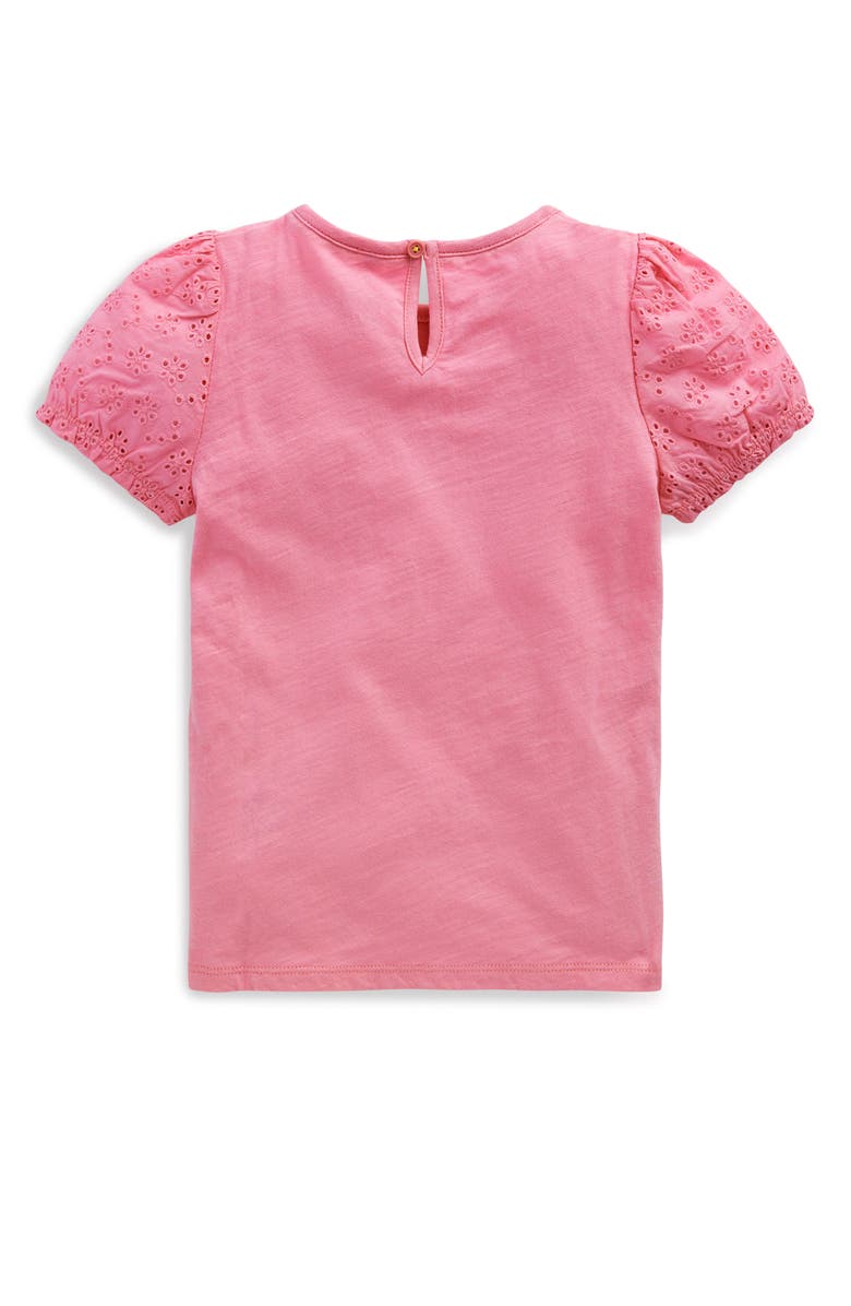 Mini Boden Kids' Embroidered Eyelet Accent Cotton Top, Alternate, color, Bubblegum Pink