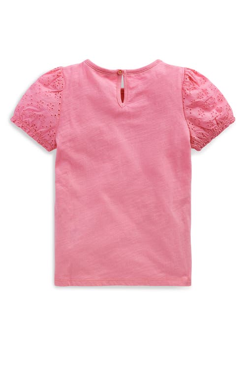 Mini Boden Kids' Embroidered Eyelet Accent Cotton Top In Bubblegum Pink
