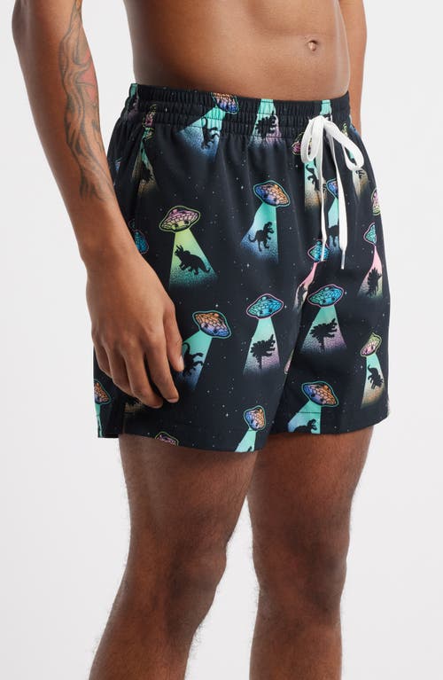 Chubbies Beam Me Up Classic Swim Trunks In Black - Pattern Base Plaids