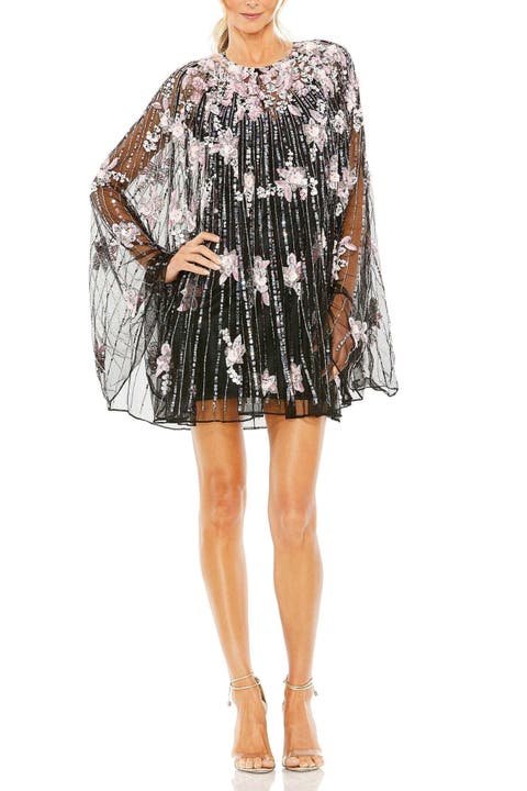 High Neck Embellished Trapeze Dress