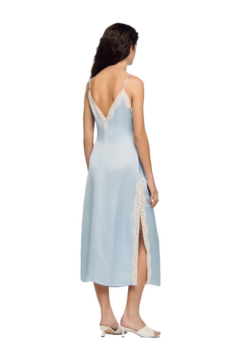 Satin-effect maxi dress with straps, Alternate, color, Sky blue