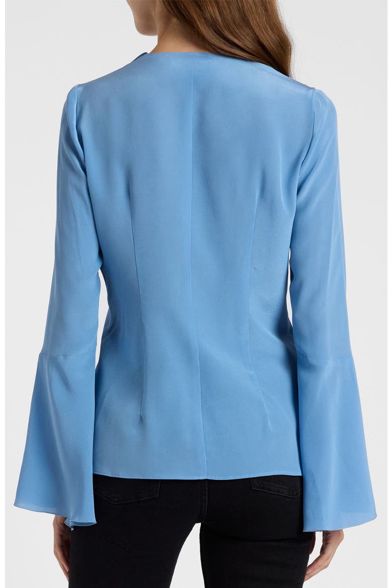 Sydney Silk Long Sleeve Ruffle Blouse, Alternate, color, Blue Aura