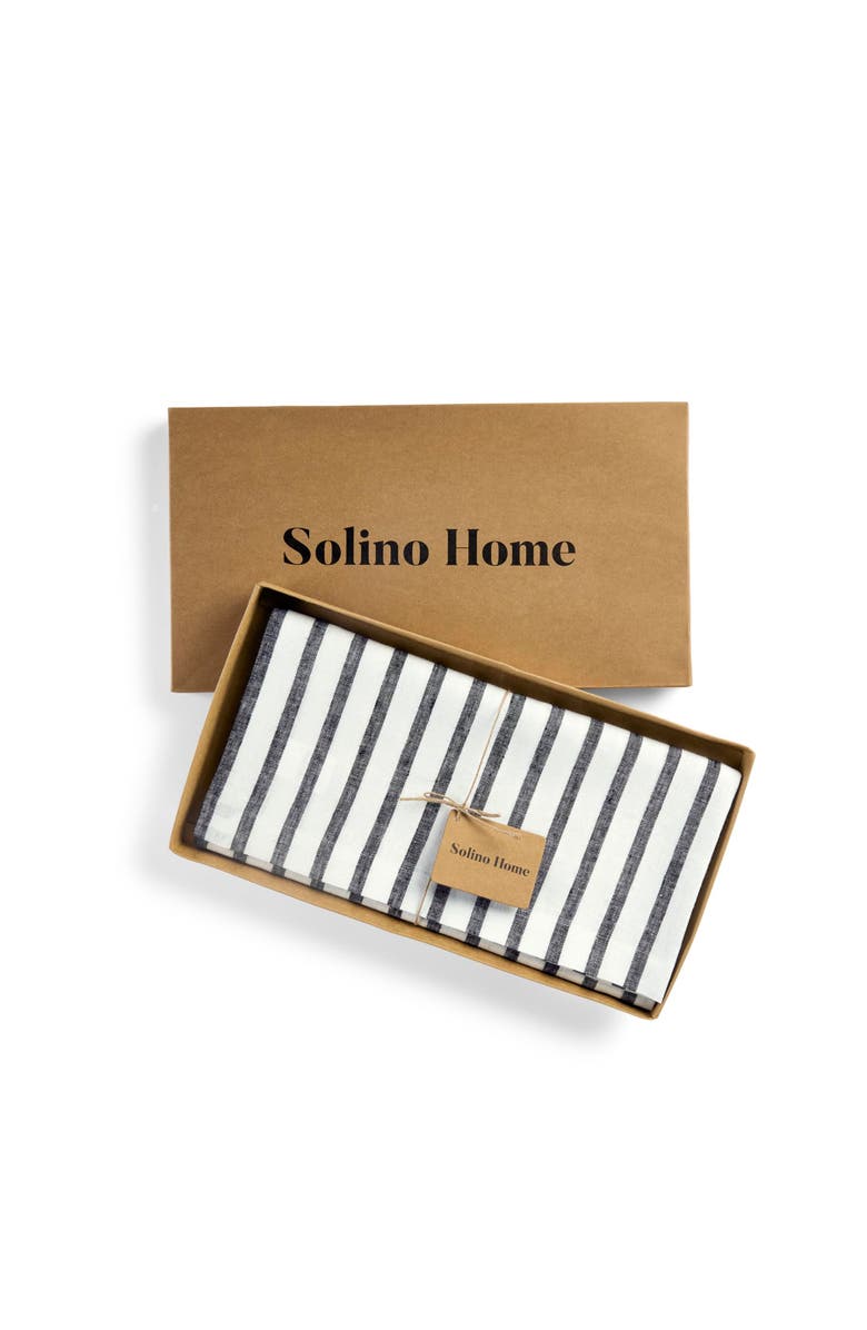 Solino Home Linen Table Throw - Madison Stripe, 52" x 52" Inch, Alternate, color, Black And White