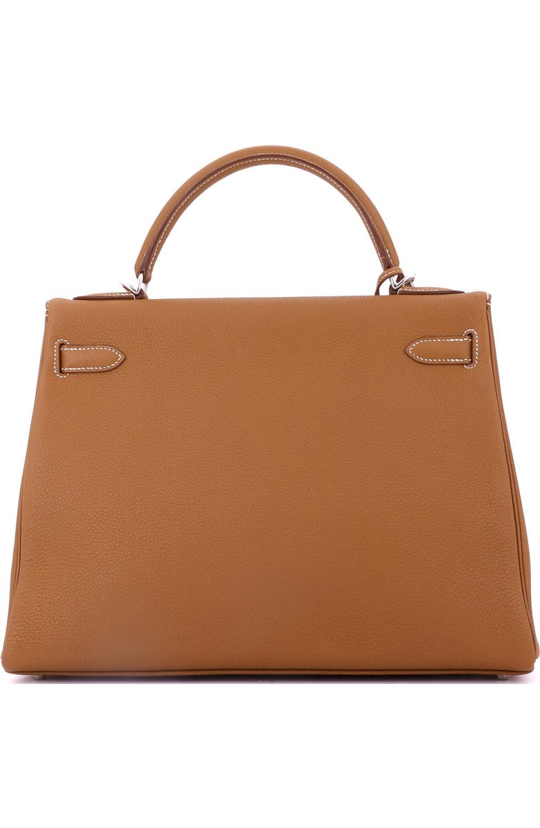 Pre-Owned Hermes Kelly Handbag Brown Togo with Palladium Hardware 32, Alternate, color, Gold