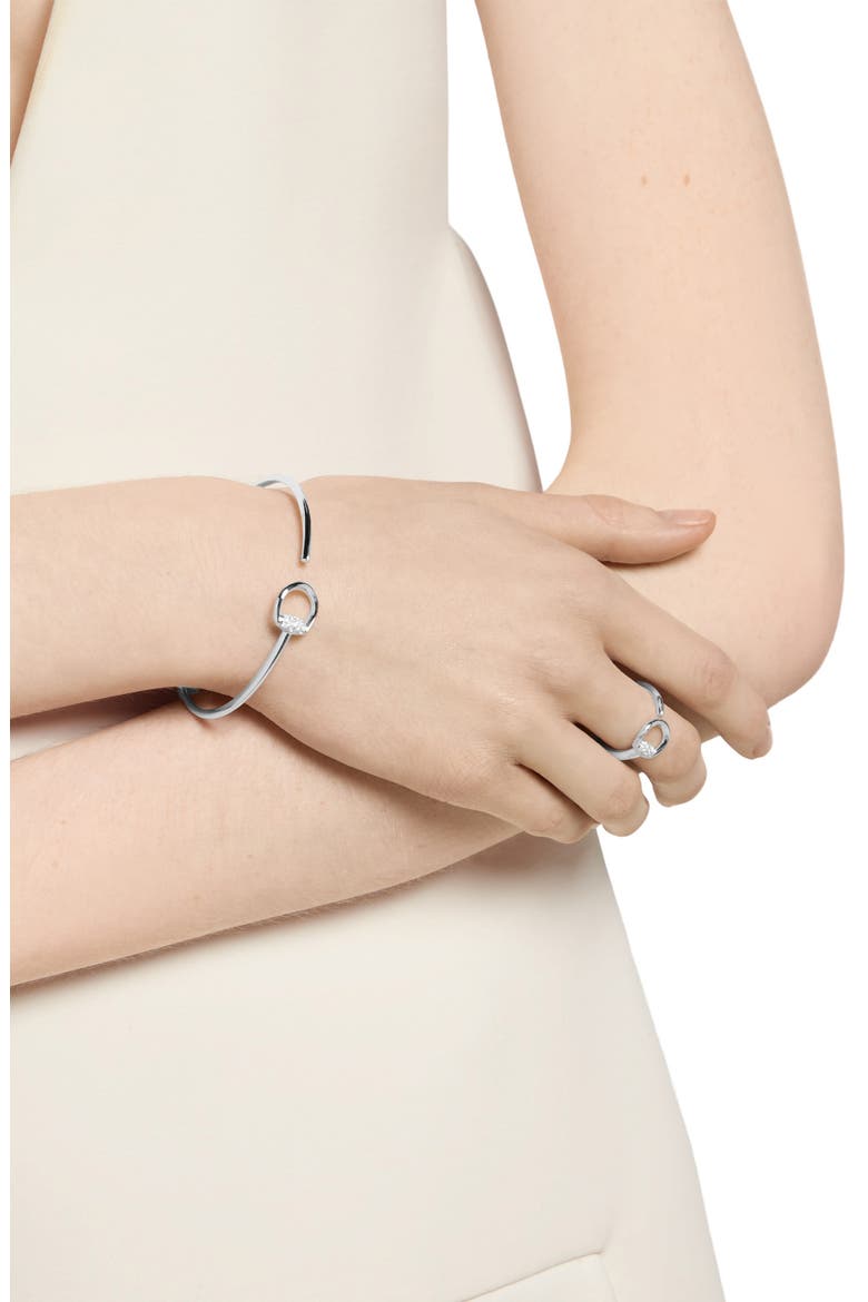 Horsebit Diamond Cuff Bracelet, Alternate, color, WHITE GOLD