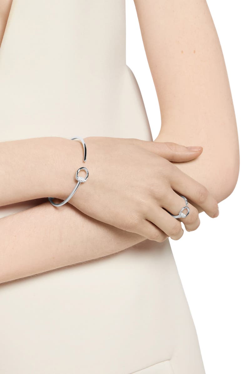 Gucci Horsebit Diamond Cuff Bracelet, Alternate, color, White Gold