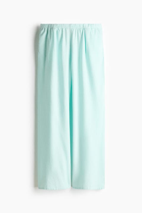 Wide Linen-blend Trousers
