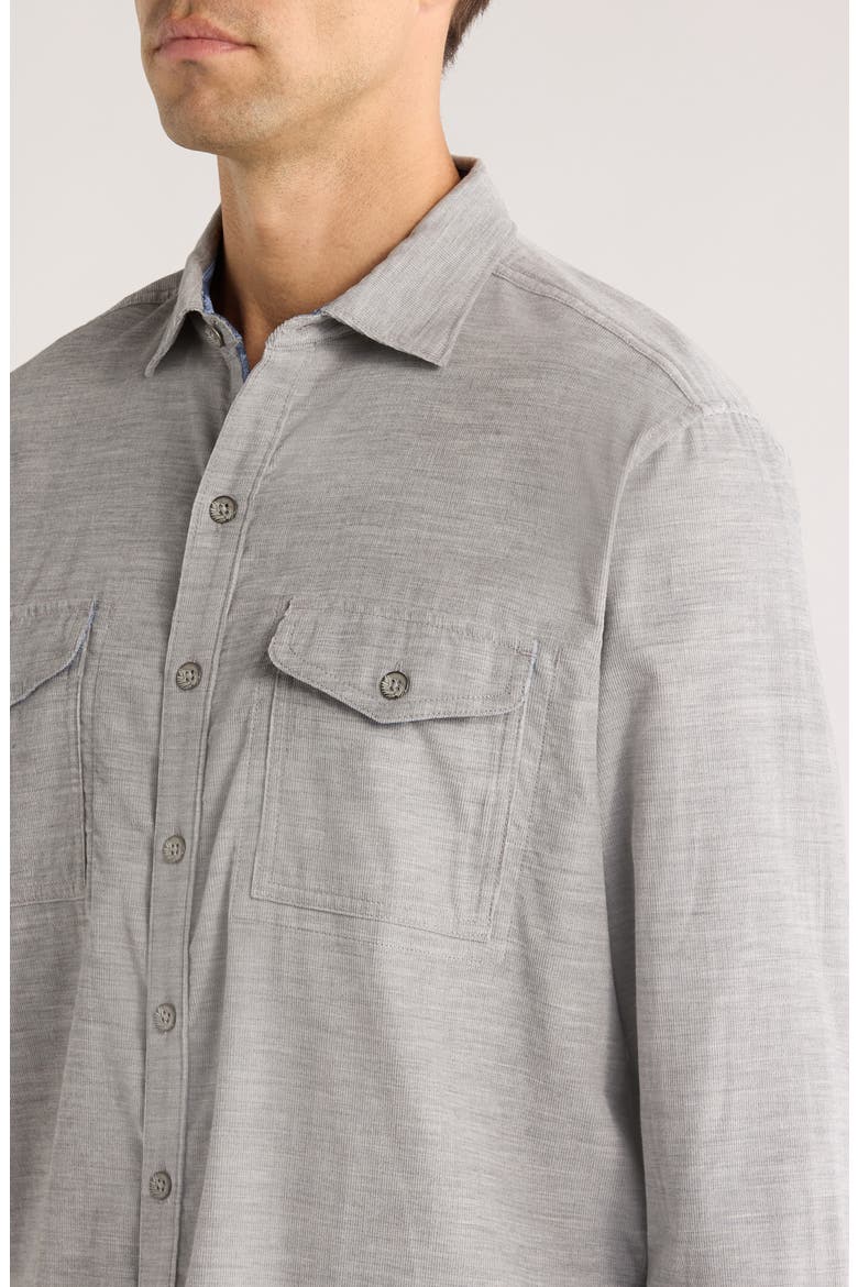 Coastline Cord Heather Bay Cotton Corduroy Button-Up Shirt, Alternate, color, LIGHT GREY HEATHER
