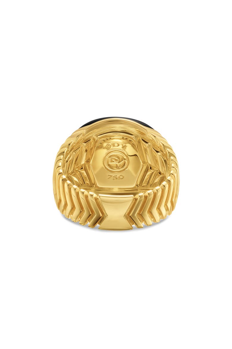 Chevron Signet Ring in 18K Yellow Gold with Black Onyx, Alternate, color, GOLD