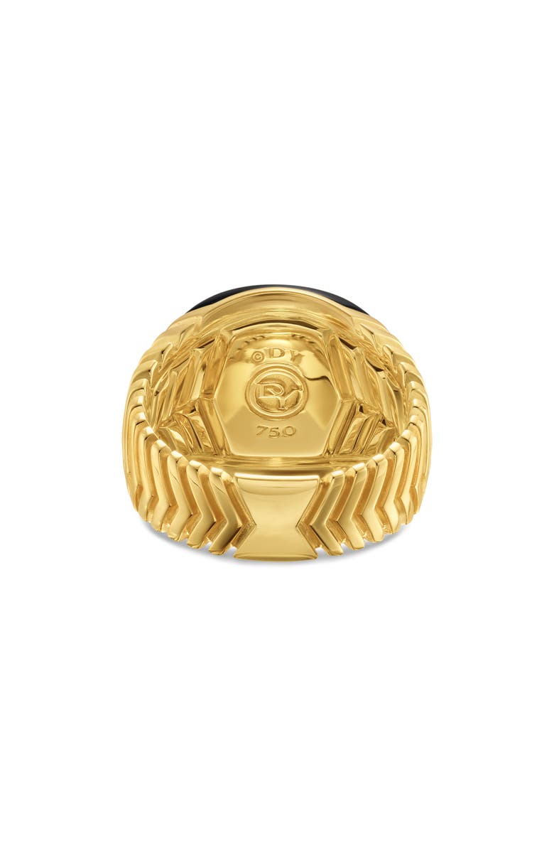 David Yurman Chevron Signet Ring in 18K Yellow Gold with Black Onyx, Alternate, color, Gold