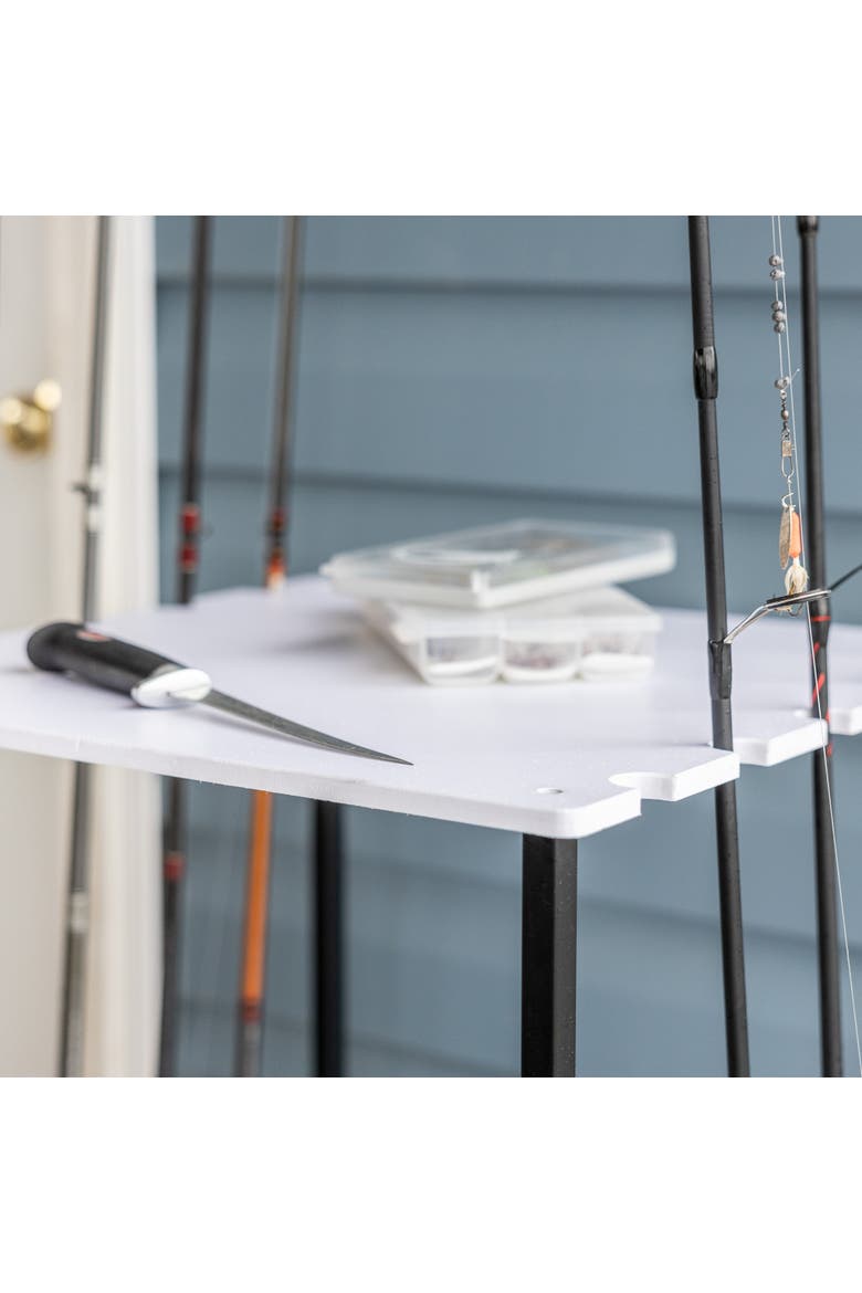 Tarpon Fishing Pole Stand - Holds up to 10 Rods, Alternate, color, White