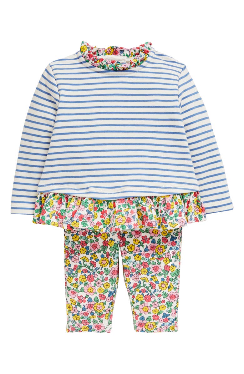 Mini Boden Hotchpotch Stripe Floral Print Play Top & Pants Set, Main, color,