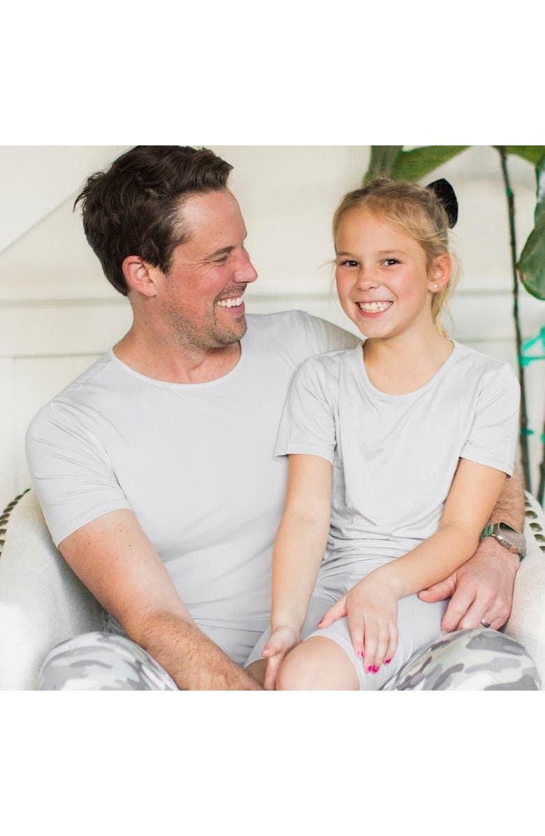 Bellabu Bear Cloud Grey Kids 2-Piece Short Sleeve & Shorts Pajama Set, Alternate, color, Cloud Grey