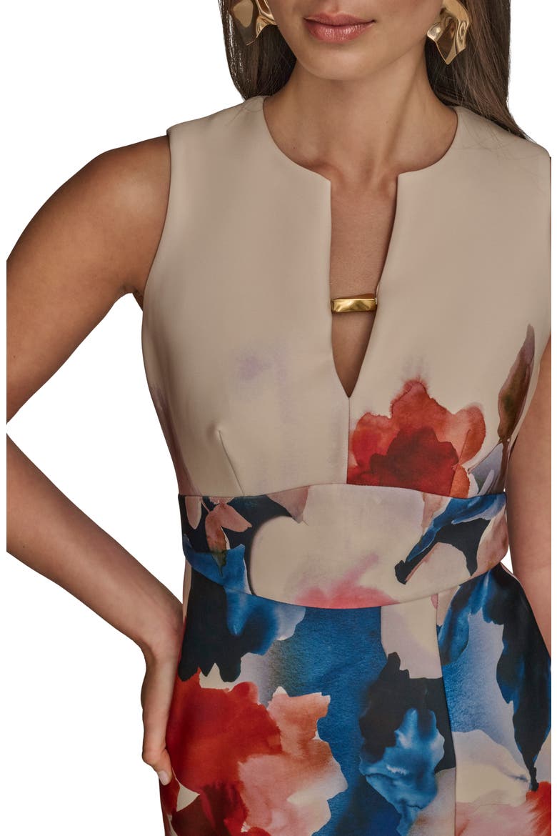 Keyhole Front Sleeveless Sheath Dress, Alternate, color, CINNAMON MULTI