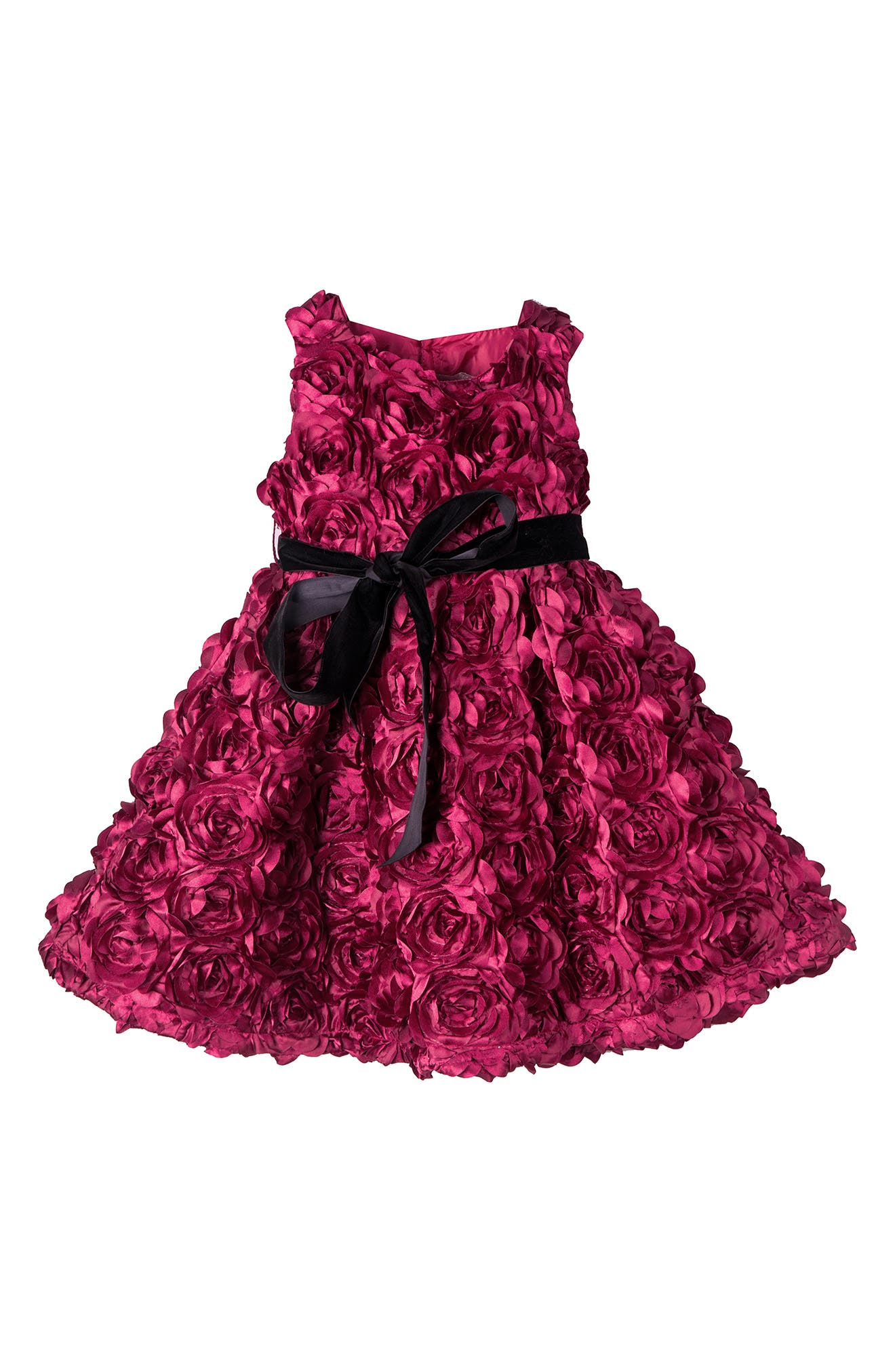 Kids' Rosette Velvet Sash Dress