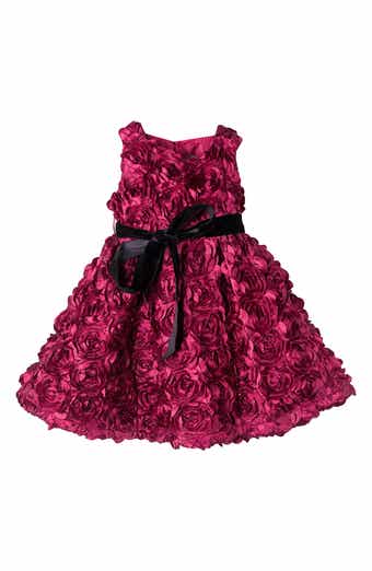 Kids' Rosette Velvet Sash Dress
