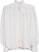 Chloé Floral Long Sleeve Organic Silk Button-Up Top