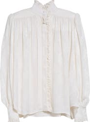Chloé Floral Long Sleeve Organic Silk Button-Up Top