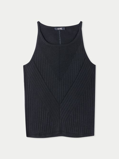 Gobi Mongolian Cashmere Sleeveless Silk Cashmere Top In Black