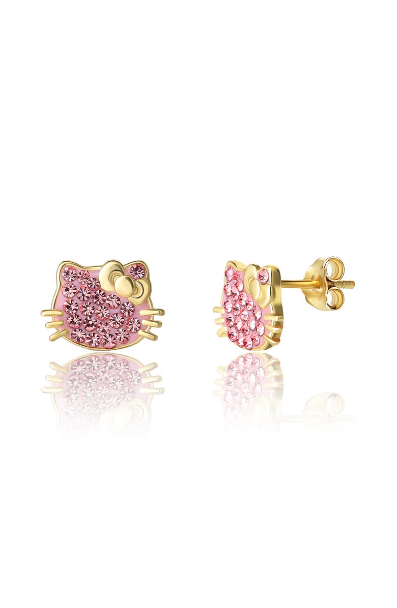 Hello Kitty Crystal Studs, Main, color, Gold, Rose Gold