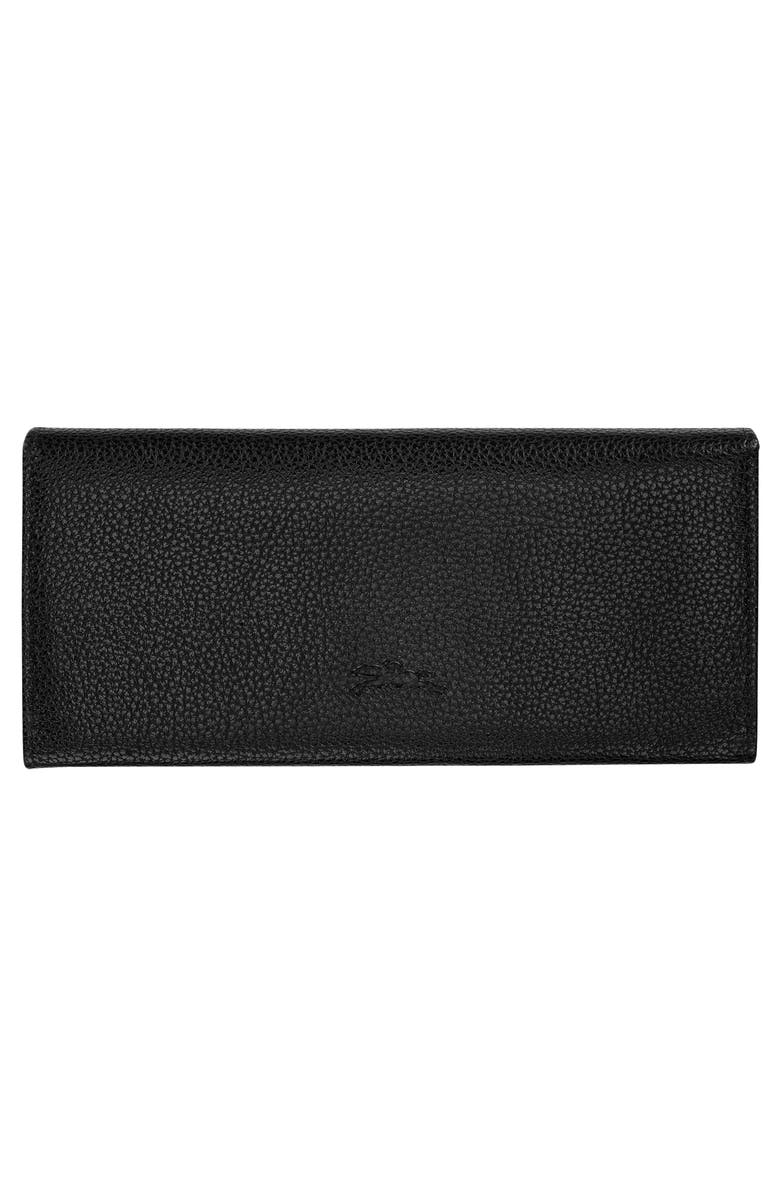 Longchamp Le Foulonné Continental Leather Wallet, Alternate, color, Black